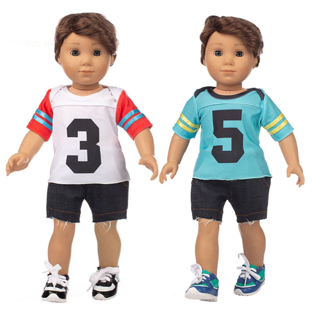 Vêtements de Poupée de Soccer Amusants - 2 Ensembles Uniforme de Sport pour Poupée de 18 Pouces