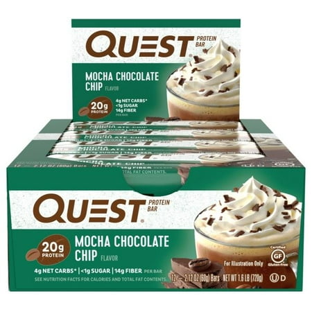 Quest Protein Bar, Mocha Chocolate Chip, 20g Protein, 12
