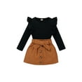 thumbnail image 1 of xiaxaixu Kid Girl Clothes Set, Ribbed O-Neck Pullover + Buttons Decor Skirt, 1 of 10