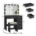 thumbnail image 6 of USIKEY Makeup Vanity Large Lighted Mirror 12 Lights Charging Station Vanity Table Set Black, 6 of 8
