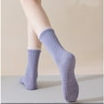 thumbnail image 7 of Womens Non-Slip Grip Crew Socks 3 Pair Pack Custom Color Combos Soft Ribbed Cotton with 3D Silicone Heel - 3 pcs-F, 7 of 7