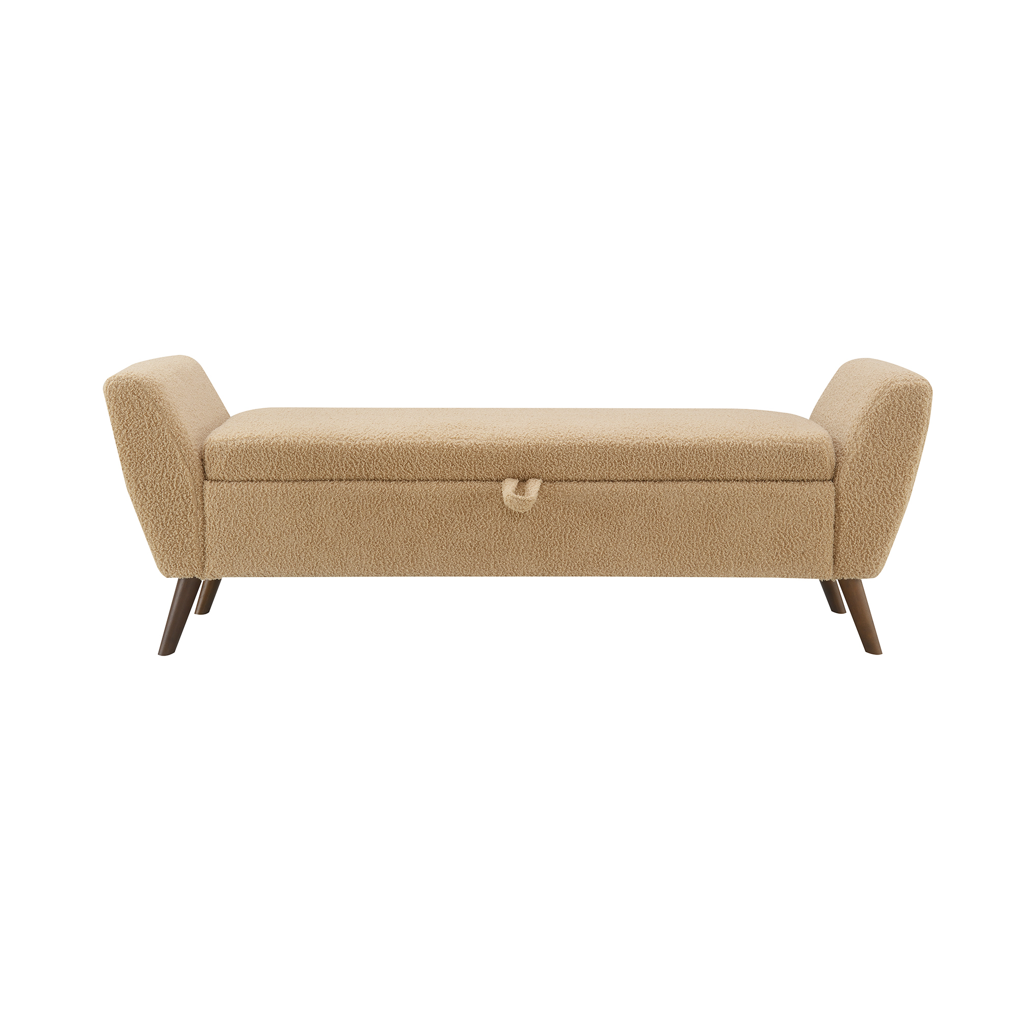 HOQBN 60" Modern Storage Bench with Mid-Centruy Wood Legs,Bench with Storage for Living Room, Bedroom Coffee