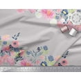thumbnail image 3 of Soimoi Gray Japan Crepe Satin Fabric Ranunculus & Chrysanthemum Floral Printed Craft Fabric by the Yard 44 Inch Wide, 3 of 3