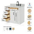 thumbnail image 2 of Ariel Hepburn 37 In. Right Offset Rectangle Sink Vanity With 0.75 In. Carrara White Countertop In White, 2 of 9