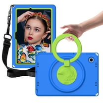 ELEHOLD Samsung Galaxy Tab A8 Case 10.5 Inch With Screen Protector, Child Proof Protective Kids Case with Rotating Stand Shoulder Strap for Galaxy Tab A8 10.5" 2022 SM-X200/X205/X207,Blue
