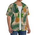 thumbnail image 4 of Naloa Pineapples Palm Leaves Men's Loose Fit Cuban Collar Short-Sleeve Shirt with Button-down and Chest Pocket for Everyday Wear Outings - X-Large, 4 of 7