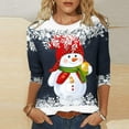 thumbnail image 2 of Nmnitkp Christmas Shirts for Women Soft and Comfortable Blouses for Women Dressy Casual Crew Neck 3/4 Length Sleeve Tops Summer Shirts Relaxed Fit Tee & Womens Tops(Plus Size), 2 of 4