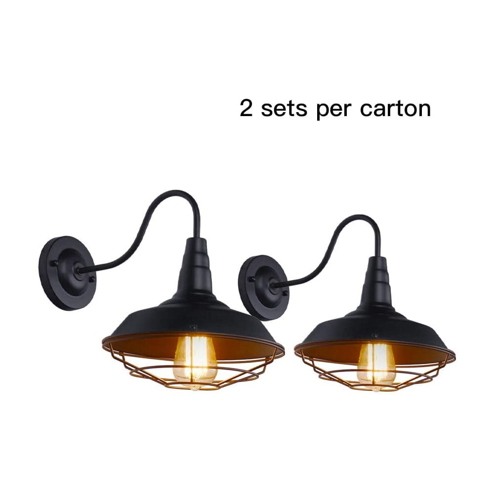 Garden Lamp Gooseneck Balcony Wall Lights With Wire Cage Classy Vintage