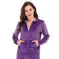 thumbnail image 5 of Women's Soft Velour Zipper-Up Track Jacket with Hoodie Velour Sweatshirt Casual Joggers Hooded Jacket Casual Velour Coat Tops Sport Outwear Red/Purple/Black/Blue, 5 of 7
