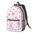 thumbnail image 3 of 17in Backpack With Pocket Adjustable Shoulder Strap Large Capacity Zipper Opening And Closing Double Pull Head Zipper For Work Travel Sports Watercolor Pink Ribbon Pattern With Hearts And Stars, 3 of 8