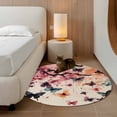 thumbnail image 2 of Round Rugs 3Ft, Flowers Butterfly Round Area Rug Washable Indoor Throw Carpet, Vintage Rustic Ombre Spring Floral Small Non Slip Circle Rug for Bedroom Living Room Home Decor Aesthetic, 2 of 8
