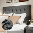 thumbnail image 1 of Full Size Platform Bed Frame with 4 Storage Drawers & Headboard,Faux Leather or Linen, Button Tufted Platform, Strong Wooden Slats,No Box Spring Needed, 1 of 7