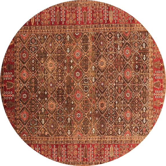 Ahgly Company Indoor Round Oriental Orange Industrial Area Rugs, 3' Round