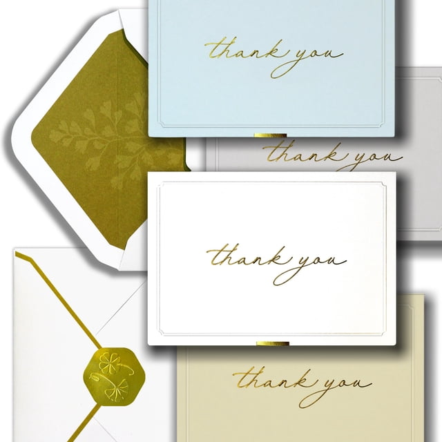 Tarjetas de agradecimiento ukee's de 32 unidades con relieve y foil dorado