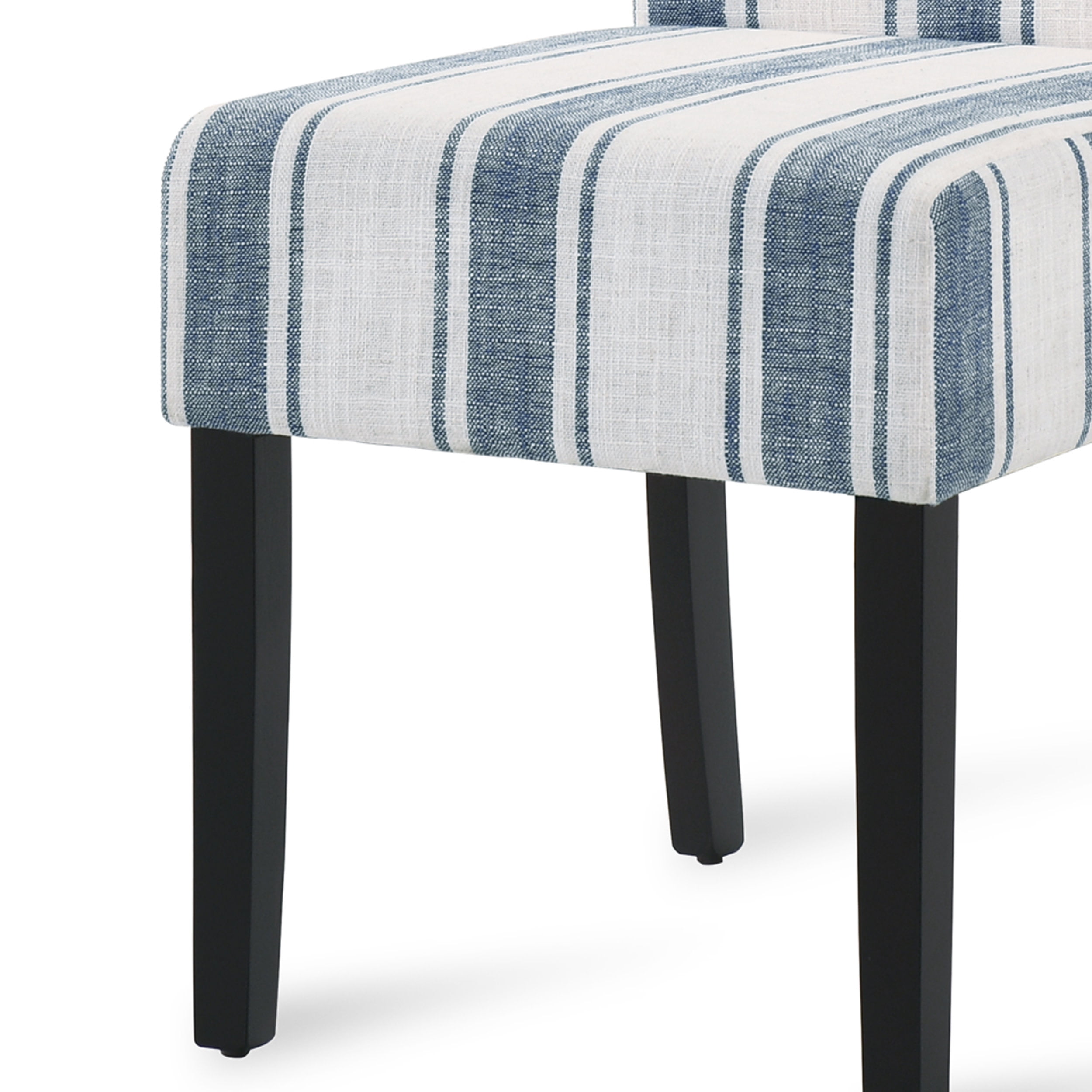 Noble House Asher Fabric Dining Chairs, Set of 2, Dark Blue, Beige, Espresso