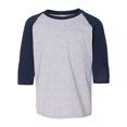 thumbnail image 1 of Gildan Heavy Cotton Youth Camiseta de manga raglán 3/4 20F Gris | Azul marino XS Gildan 5700B, 1 of 1