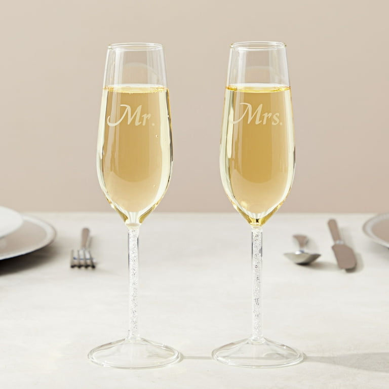 New Set Wedding Toasting Flutes Champagne Glasses For Bride & Groom  Reception