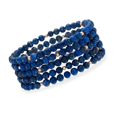 Ross-Simons Blue Lapis Jewelry Set: 5 Beaded Bracelets With 14kt Yellow Gold, Women's, Adult