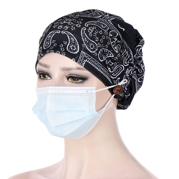 Yaman Visor hats for Women With Buttons India Hat Muslim Cancer Chemo Hat Beanie Wrap Cap Polyester