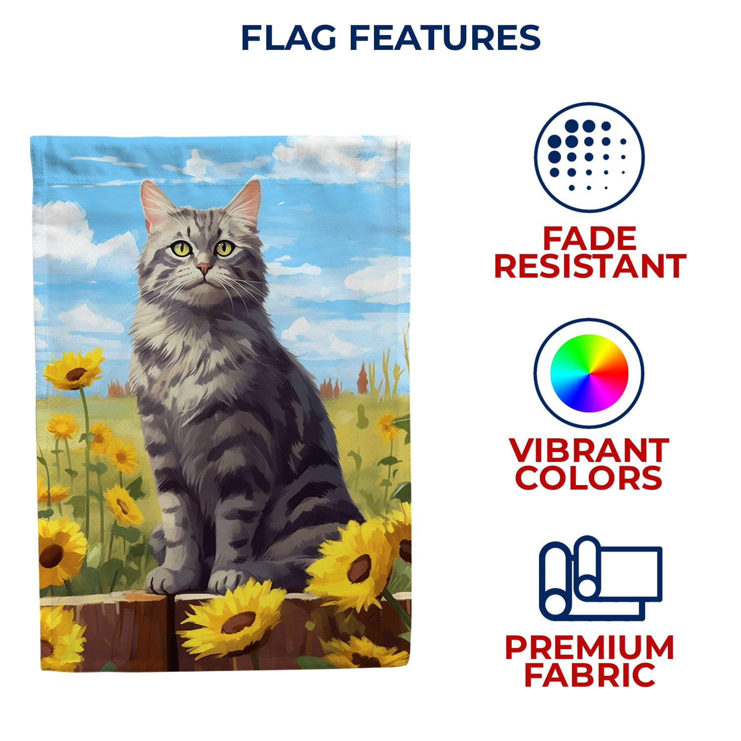 America Forever Spring Summer Sunflower Cat House Flag 28 x 40 inch Double Sided Kitty Floral Spring Summer House Flag for Outdoor Tabby Cat Flag Yard Decoration