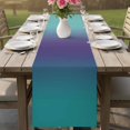 thumbnail image 4 of Teal Purple Ombre Table Runner 72 Inches, Modern Art Abstract Aesthetics Bed Runner Dresser Scarves Tabletop for Indoor Outdoor Parties/Ceremony/Banquet, 16" x 72", 4 of 9