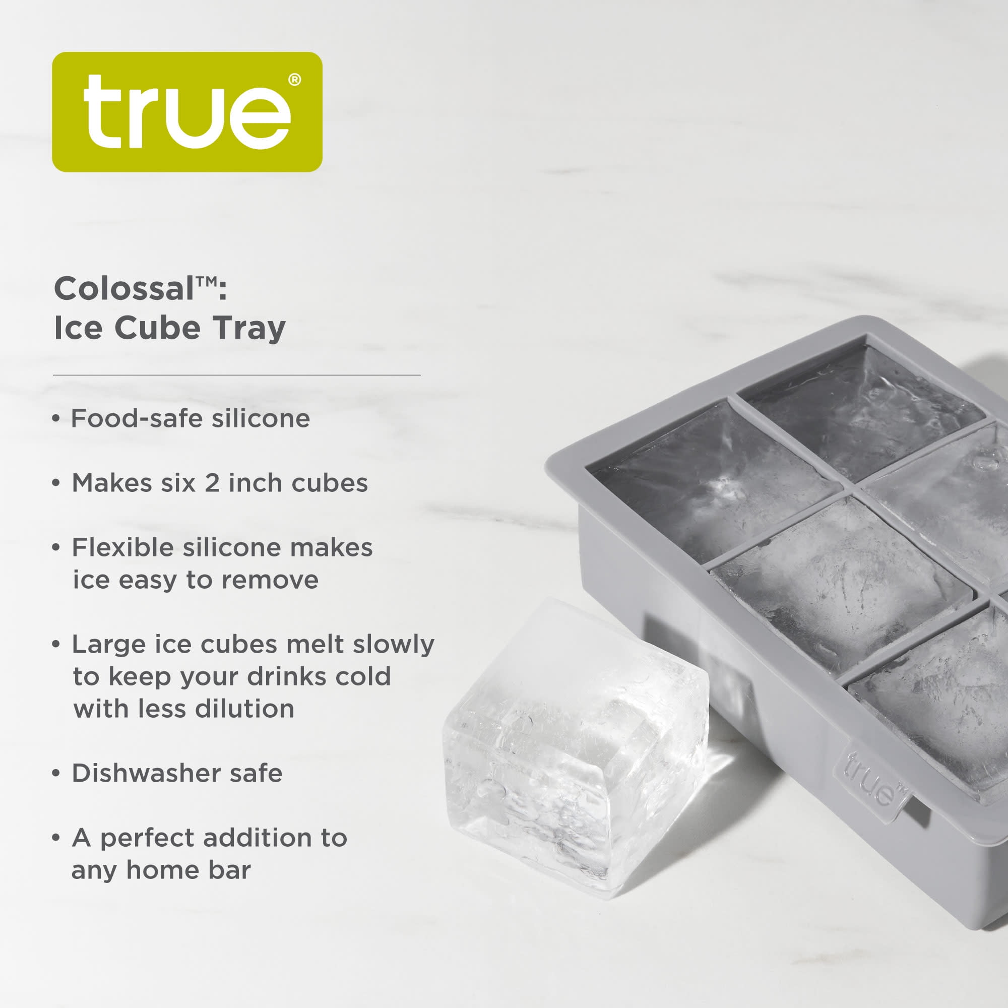Mammoth Cubes Giant 2 Inch Ice Cube Tray - Slate Grey/Black