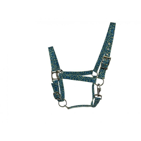 Nylon Halter w/ Blue Cheetah Print Design