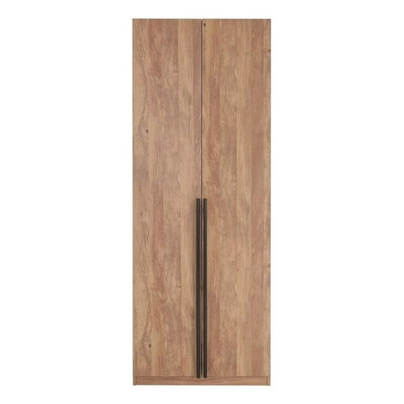 Pemberly Row Engineered Wood Wardrobe Closet in Golden Brown