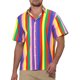 thumbnail image 1 of Camisas de verano de rayas verticales para hombres, edición INSPIRE CHIC, de manga corta, con botones, 2XL, rosa arcoíris, 1 of 6