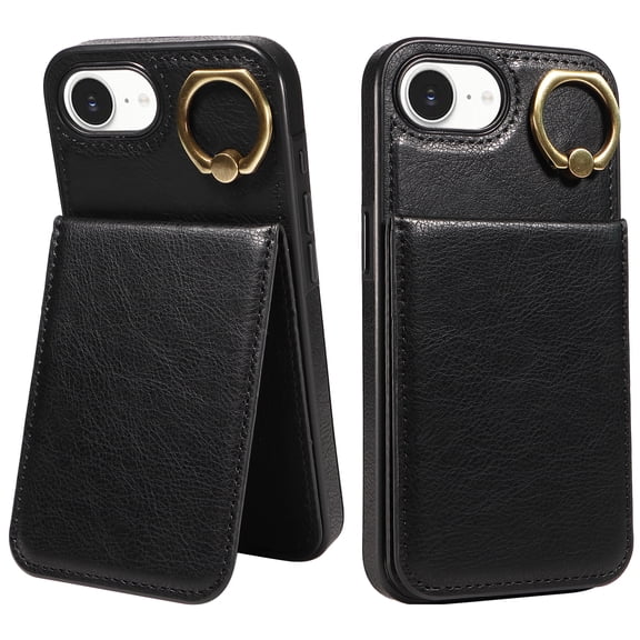 Allytechgroup Wallet Case for iPhone 16e/ iPhone 17e, Slim Lightweight Stand PU Leather Flip Case with Card Holder Non-Slip Shockproof Protective Back Cover for iPhone 16e/ iPhone 17e, Black