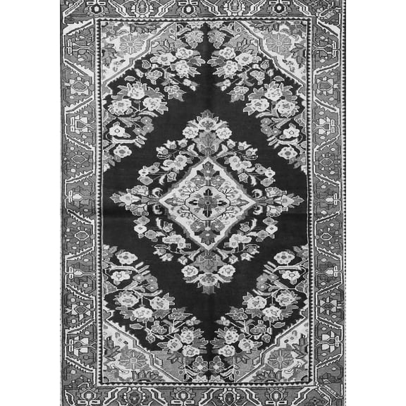 Ahgly Company Indoor Rectangle Medallion Gray Traditional Area Rugs, 2' x 5'