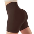 thumbnail image 2 of Sngxgn Shorts for Women High Waisted Workout Running Soft Gym Short Yoga Leggings(Brown,L), 2 of 5