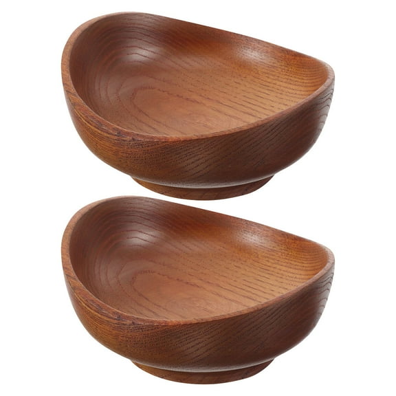 HAMPPLIES Wood Dough Bowl Serving Snacks Home Users Kitchen Decor 2pcs