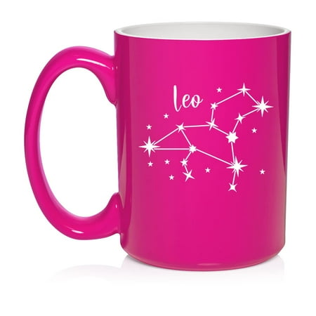 

Star Zodiac Horoscope Constellation Ceramic Coffee Mug Tea Cup Gift (15oz Hot Pink) (Leo)