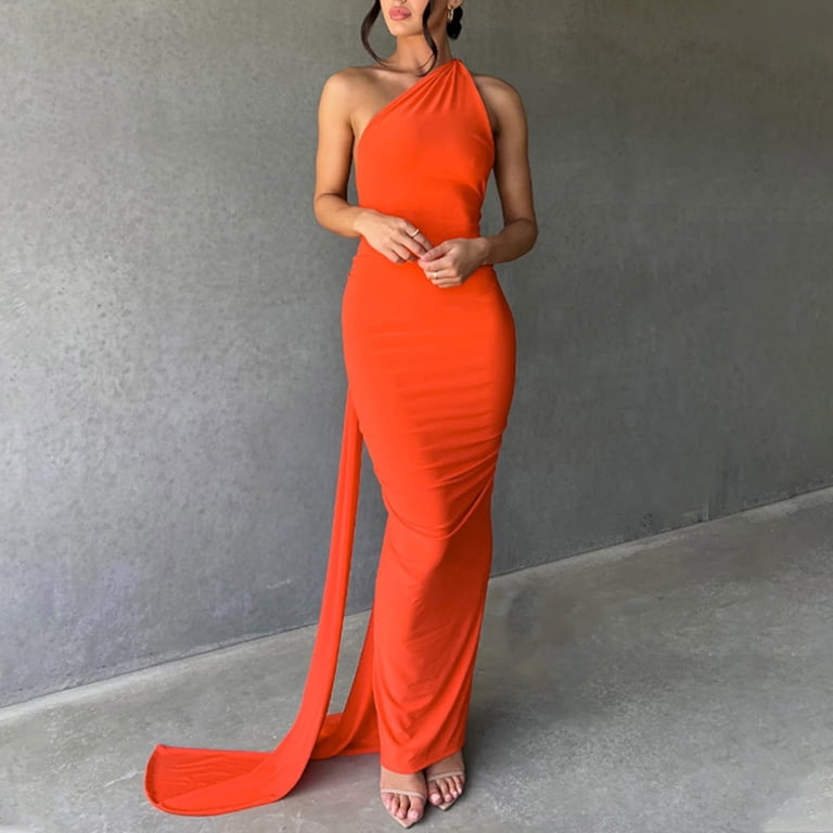 Lisingtool Women's Formal Dresses Women Backless Dress Bodycon Sleeveless  Open Back Maxi Dress Going out Elegant Party Cocktail Long Dress Wedding  Guest Dress Orange - Walmart.com