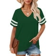 thumbnail image 2 of Delayuji Plus Size V Neck T Shirts Women Short Sleeve Tops Casual Summer Tshirts Loose Fit Tee Green Xl Polyester,Spandex Short Sleeve Shirts for Women, 2 of 4