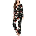 thumbnail image 2 of Puntoco Conjunto de pijama cómodo para mujer, conjunto de pijama informal con cuello en V y pantalones largos con estampado navideño para mujer, 2 of 5