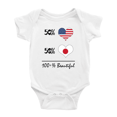 

50% Japanese + 50% American = 100+% Beautiful Funny Baby Bodysuit For Boy Girl