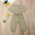 thumbnail image 3 of Diconna Infant Baby Romper Solid Color Short Sleeve Elastic Waist Jumpsuit, 3 of 6