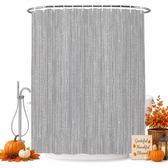 Light Gray Shower Curtain Set - Extra Long 72" x 96" Washable Bathtub Curtain with 12 Hooks, Modern Minimalist Vertical Stripes Linen Texture Waterproof Fabric Stall Shower Curtains for Bathroom