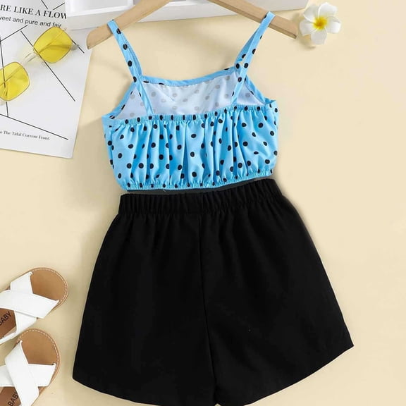Vedolay Girls Shorts Sets 2 Piece Summer New children’s clothing girls tops shorts pockets two-piece suits kids girls summer outfit,Blue 12-18 Months