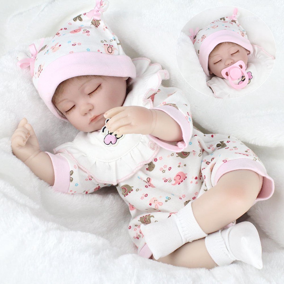 16''Reborn Baby Soft Vinyl Girl Doll Handmade Lifelike Newborn Doll With Clothes 