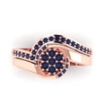 thumbnail image 2 of 0.45 ct Brilliant Round Cut Blue Sapphire 18K Rose Gold Solitaire with Accents Engagement Bridal Wedding Ring Band Set size 5.75, 2 of 7