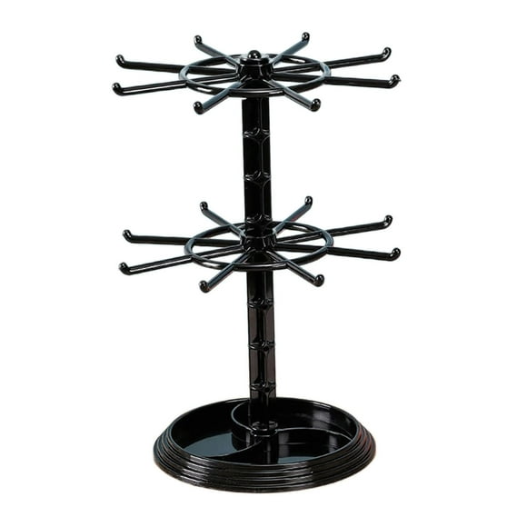 2 Tier Earring Organizer Hanging Rack Rotating for Anklets Ear Stud Showcase Small Round