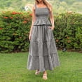 thumbnail image 3 of KDDYLITQ 2 Piece Sets for Women Summer Plaid Sleeveless Ruffle Hem Tops Flowy Skirts Matching Casual Outfits with Pockets Black XL, 3 of 7
