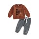 thumbnail image 1 of Conjunto de 2 piezas para bebé niño pequeño, sudadera, jersey y pantalones con estampado de pavo y gobble, ropa de Acción de Gracias, 1 of 6