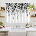 thumbnail image 2 of Grey Eucalyptus Kitchen Curtains 72 Inch Length, Gradient Retro Watercolor Leaves Grommet Top Bedroom Living Room Curtains, Light Filtering Cafe Curtain Drapes 2 Panels Set 104''x72'', 2 of 9