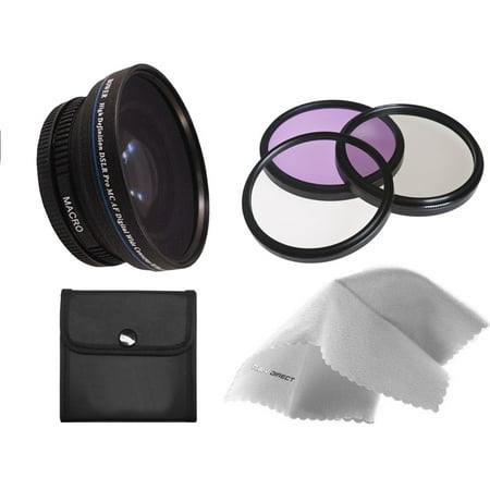 Canon PowerShot SX520 HS 0.5X High Definition Super Wide Angle Lens w/ Macro (Includes Necessary Lens/Filter Adapters) + 58mm 3 Piece Filter Kit + Nw Direct Micro Fiber Cleaning (Best Lens Filters For Canon)