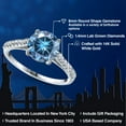 thumbnail image 2 of Gem Stone King 14K White Gold Persian Blue Moissanite and White Lab Grown Diamond Engagement Ring for Women | 2.16 Cttw | Round 8MM | Gemstone Birthstone | Size 5, 2 of 6