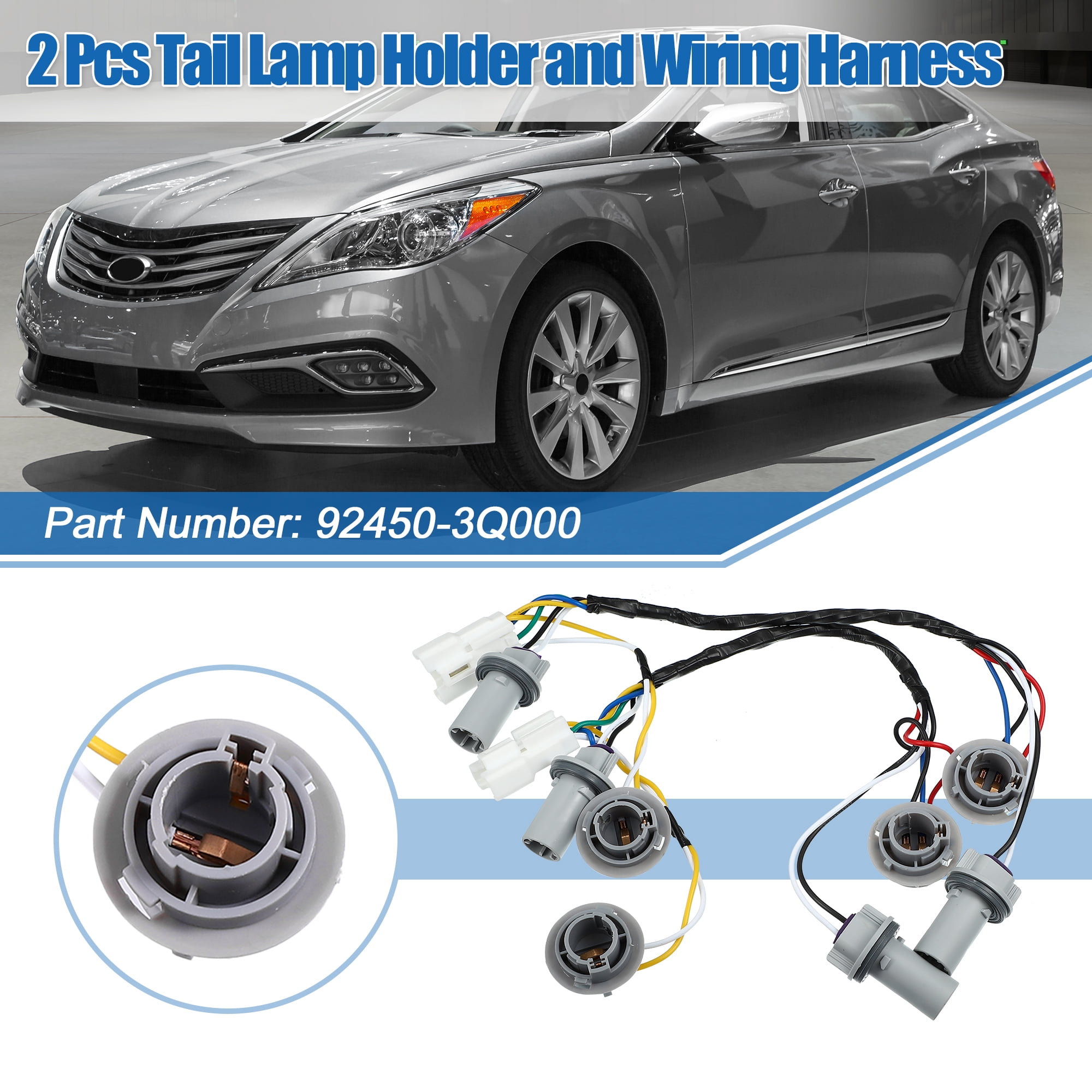 Unique Bargains Tail Lamp Holder and Wiring Harness 92450-3Q000 for Hyundai Sonata 2Pcs